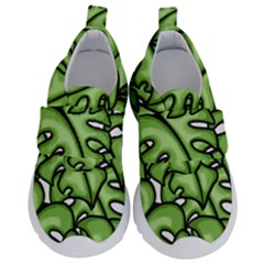 Leaves Nature Monstera Seamless Pattern Repeating Kids  Velcro No Lace Shoes by Ravend