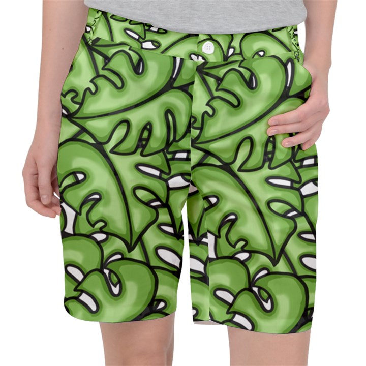 Leaves Nature Monstera Seamless Pattern Repeating Pocket Shorts