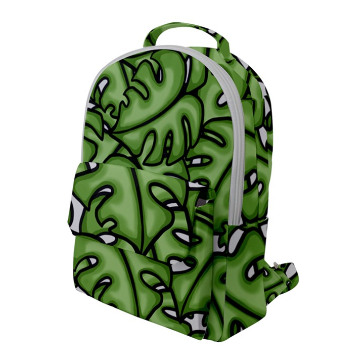 Leaves Nature Monstera Seamless Pattern Repeating Flap Pocket Backpack (Large)