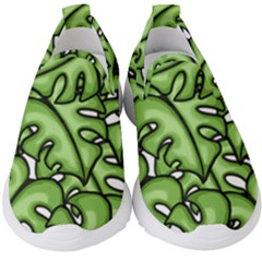 Leaves Nature Monstera Seamless Pattern Repeating Kids  Slip On Sneakers by Ravend