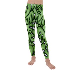 Leaves Nature Monstera Seamless Pattern Repeating Kids  Lightweight Velour Leggings by Ravend