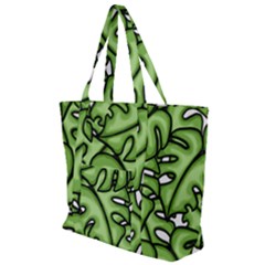 Leaves Nature Monstera Seamless Pattern Repeating Zip Up Canvas Bag by Ravend