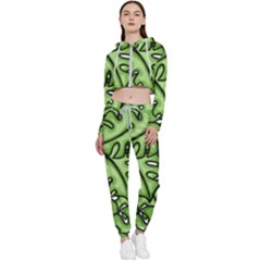 Leaves Nature Monstera Seamless Pattern Repeating Cropped Zip Up Lounge Set by Ravend