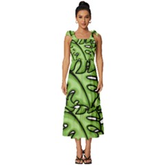 Leaves Nature Monstera Seamless Pattern Repeating Tie-strap Tiered Midi Chiffon Dress