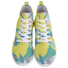 Plants Leaves Border Frame Wallpaper Background Men s Lightweight High Top Sneakers by Ravend