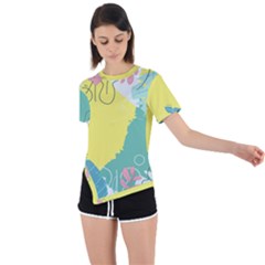 Plants Leaves Border Frame Wallpaper Background Asymmetrical Short Sleeve Sports Tee