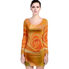 Flower Plant Rose Nature Garden Orange Macro Long Sleeve Bodycon Dress by Ravend