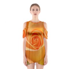 Flower Plant Rose Nature Garden Orange Macro Shoulder Cutout One Piece Dress by Ravend