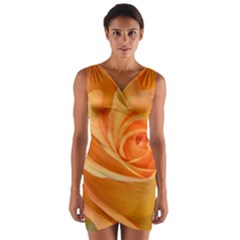 Flower Plant Rose Nature Garden Orange Macro Wrap Front Bodycon Dress by Ravend