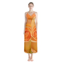 Flower Plant Rose Nature Garden Orange Macro Button Up Chiffon Maxi Dress by Ravend