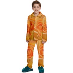 Flower Plant Rose Nature Garden Orange Macro Kids  Long Sleeve Velvet Pajamas Set by Ravend