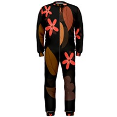 Flowers Leaves Background Floral Plants Foliage Onepiece Jumpsuit (men) by Ravend