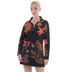 Flowers Leaves Background Floral Plants Foliage Women s Long Sleeve Casual Dress by Ravend