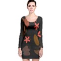 Flowers Leaves Background Floral Plants Foliage Long Sleeve Velvet Bodycon Dress View1