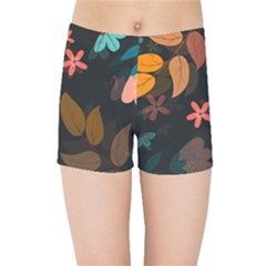 Flowers Leaves Background Floral Plants Foliage Kids  Sports Shorts by Ravend