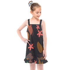 Flowers Leaves Background Floral Plants Foliage Kids  Overall Dress by Ravend