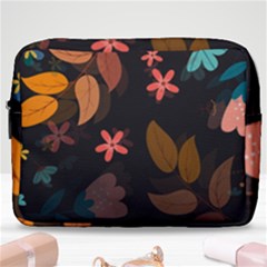 Flowers Leaves Background Floral Plants Foliage Make Up Pouch (large) by Ravend