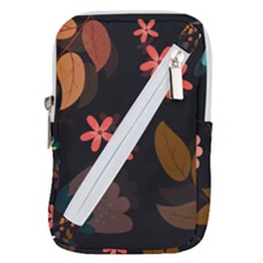 Flowers Leaves Background Floral Plants Foliage Belt Pouch Bag (small) by Ravend