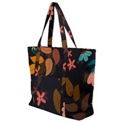 Flowers Leaves Background Floral Plants Foliage Zip Up Canvas Bag by Ravend