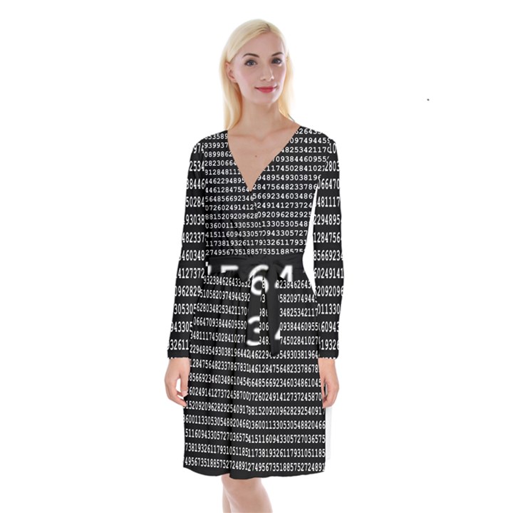 Pi Circle Diameter Circumference Ratio Radius Long Sleeve Velvet Front Wrap Dress