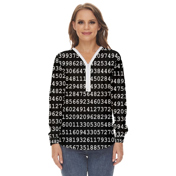 Pi Circle Diameter Circumference Ratio Radius Zip Up Long Sleeve Blouse