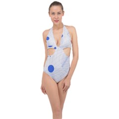 Computer Network Technology Digital Science Fiction Halter Front Plunge Swimsuit by Ravend