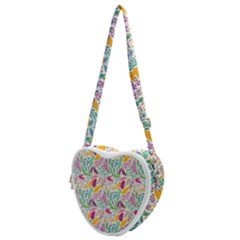 Leaves Colorful Leaves Seamless Design Leaf Heart Shoulder Bag by Ravend