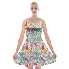 Leaves Colorful Leaves Seamless Design Leaf Velvet Skater Dress by Ravend