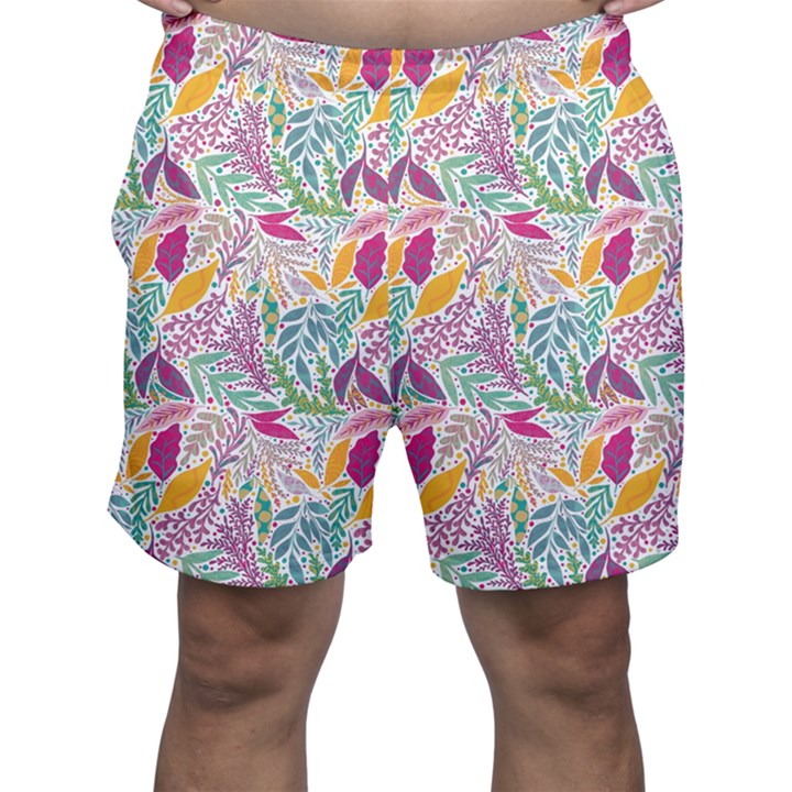 Leaves Colorful Leaves Seamless Design Leaf Men s Shorts