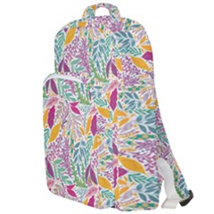 Leaves Colorful Leaves Seamless Design Leaf Double Compartment Backpack by Ravend