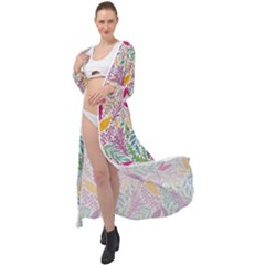 Leaves Colorful Leaves Seamless Design Leaf Maxi Chiffon Beach Wrap by Ravend