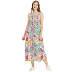 Leaves Colorful Leaves Seamless Design Leaf Boho Sleeveless Summer Dress by Ravend