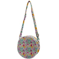 Leaves Colorful Leaves Seamless Design Leaf Crossbody Circle Bag by Ravend