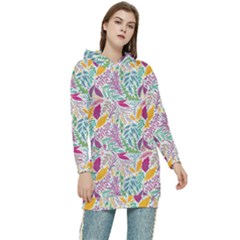 Leaves Colorful Leaves Seamless Design Leaf Women s Long Oversized Pullover Hoodie