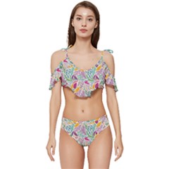 Leaves Colorful Leaves Seamless Design Leaf Ruffle Edge Tie Up Bikini Set	 by Ravend