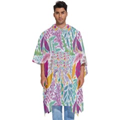 Leaves Colorful Leaves Seamless Design Leaf Men s Hooded Rain Ponchos by Ravend