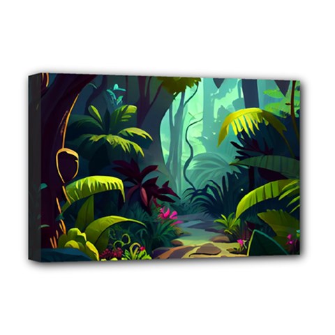 Rainforest Jungle Cartoon Animation Background Deluxe Canvas 18  X 12  (stretched) by Ravend