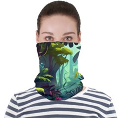 Rainforest Jungle Cartoon Animation Background Face Seamless Bandana (adult) by Ravend