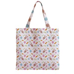 Easter Bunny Pattern Hare Easter Bunny Easter Egg Zipper Grocery Tote Bag by Ravend