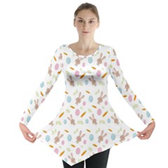 Easter Bunny Pattern Hare Easter Bunny Easter Egg Long Sleeve Tunic  by Ravend