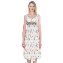 Easter Bunny Pattern Hare Easter Bunny Easter Egg Midi Sleeveless Dress by Ravend