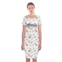 Easter Bunny Pattern Hare Easter Bunny Easter Egg Classic Short Sleeve Midi Dress by Ravend