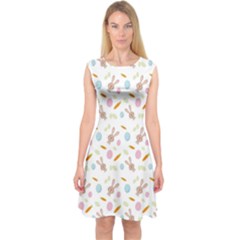 Easter Bunny Pattern Hare Easter Bunny Easter Egg Capsleeve Midi Dress by Ravend