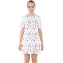 Easter Bunny Pattern Hare Easter Bunny Easter Egg Sixties Short Sleeve Mini Dress View1