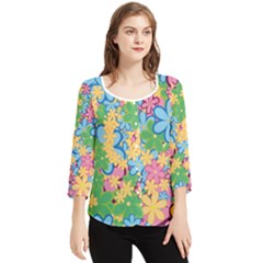 Flower Spring Background Blossom Bloom Nature Chiffon Quarter Sleeve Blouse by Ravend