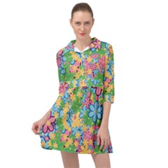 Flower Spring Background Blossom Bloom Nature Mini Skater Shirt Dress by Ravend