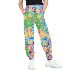 Flower Spring Background Blossom Bloom Nature Kids  Elastic Waist Pants by Ravend