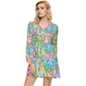 Flower Spring Background Blossom Bloom Nature Tiered Long Sleeve Mini Dress View1