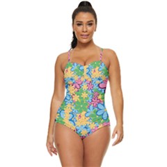 Flower Spring Background Blossom Bloom Nature Retro Full Coverage Swimsuit by Ravend