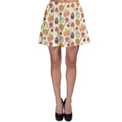 Happy Birthday Cupcake Pattern Lollipop Flat Design Skater Skirt by Ravend